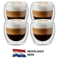 Handgeblazen Dubbelwandige Glazen - 250ML - 4 Stuks 4