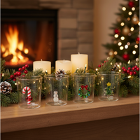 Drinkglazen - Handgeblazen - Kerst Design - 5 stuks - 300ML 3