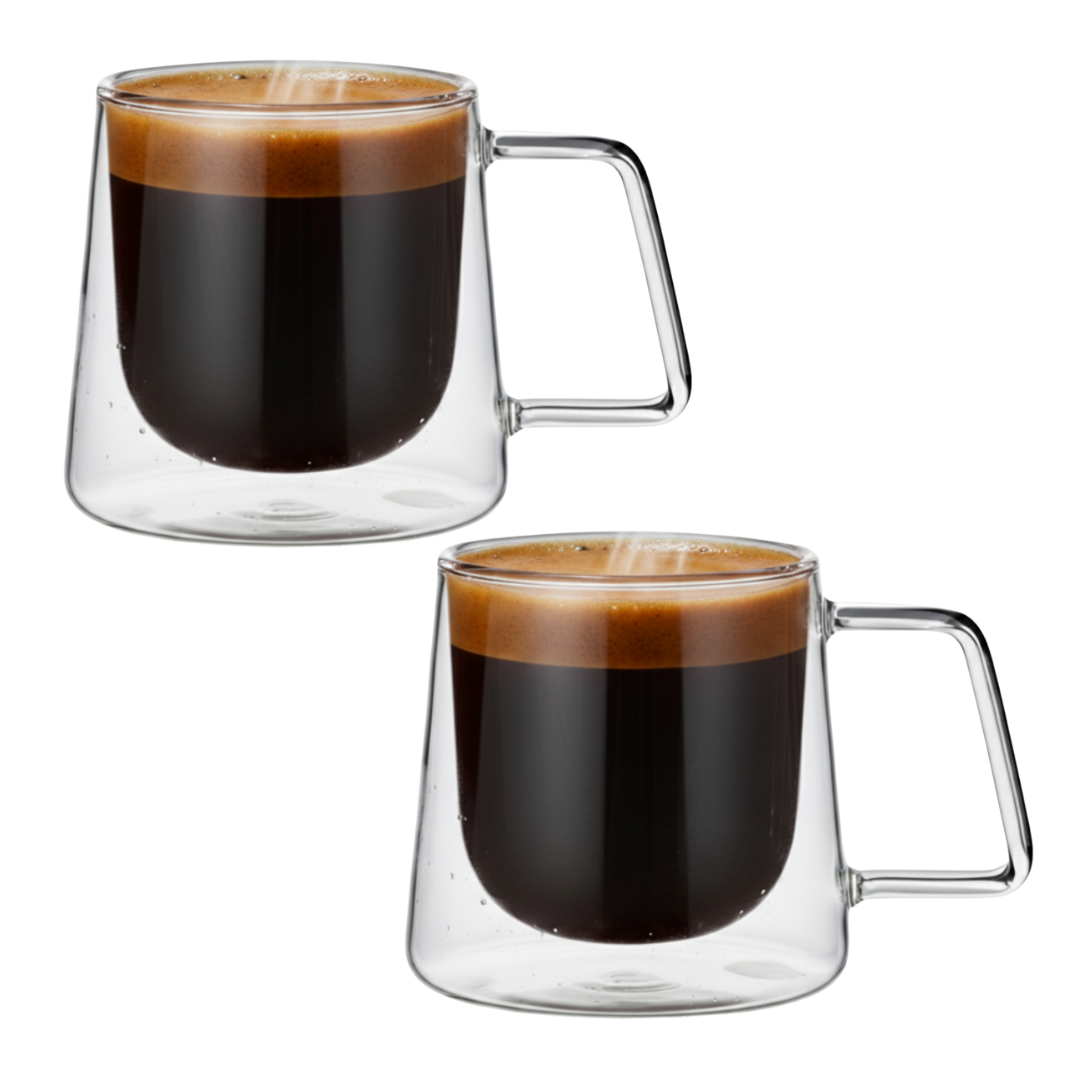 Handgeblazen Dubbelwandige Glazen Met Oor - 150ML - 2 Stuks