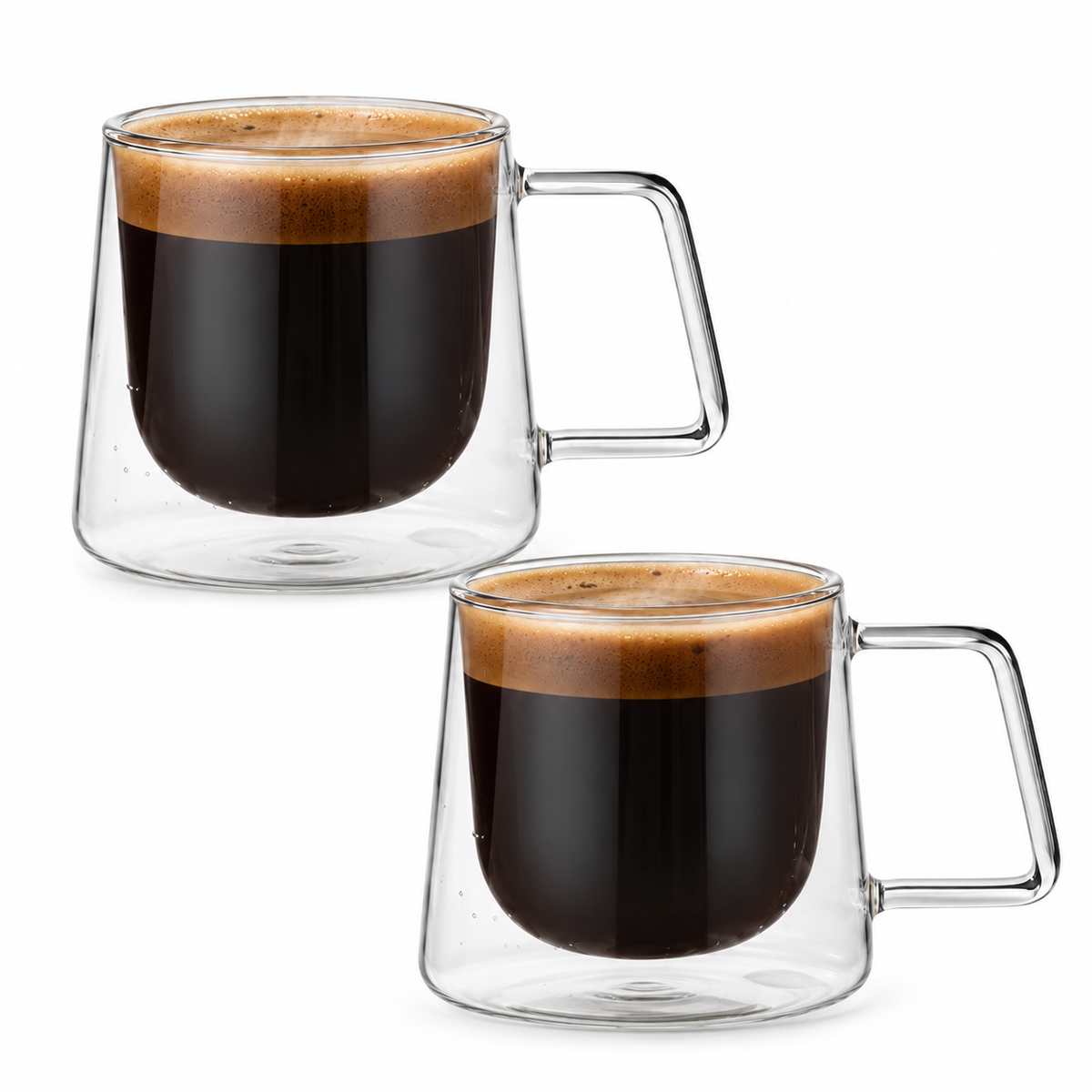 Hand-blown Double-Walled Glasses With Handle - 150ML - Set of 2
