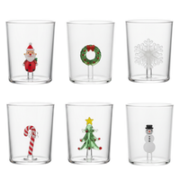 Drinkglazen - Handgeblazen - Kerst Design - 5 stuks - 300ML 1