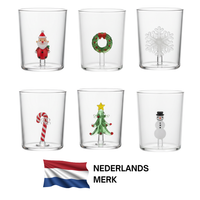 Drinkglazen - Handgeblazen - Kerst Design - 5 stuks - 300ML 7